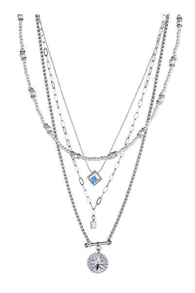 Klips Concept قلادة متعددة السلاسل بتفاصيل حجرية