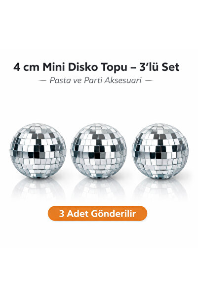 Bp Bizden Pastacılık 4 cm Mini Disko Topu Pasta Süsü – 3’lü Parlak Aynalı Dek...