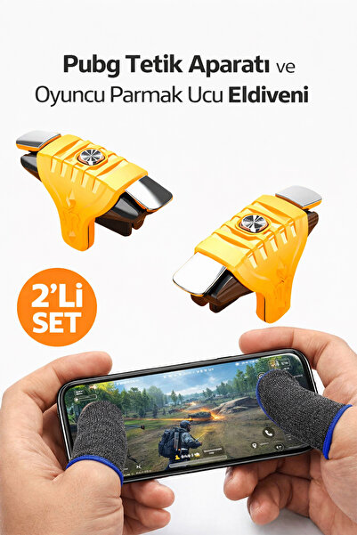 Jopus 1 Çift Pubg Tetik Aparatı Metal Ateş Tuşu Clik Sesi+1 Çift Parmak Anti ...