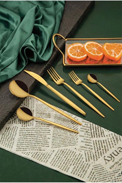 ÖZLİFE Mess 72 Piece Cutlery Set Titanium Gold