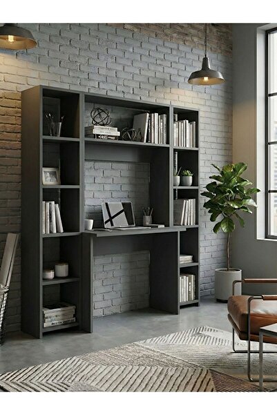 Free Home Premium MDF Ürün Çalışma Masası Seti 5 Farklı Kombinasyon Raflı Ofi...