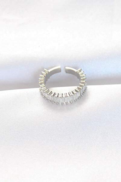 shopwave صف من حجر الرغيف الفرنسي خاتم فضي اللون قابل للتعديل