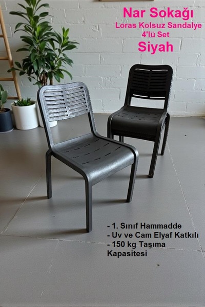 nar sokağı 4 Adet Loras Kolsuz Sandalye Bahçe, Balkon ve Cafe Sandalyesi
