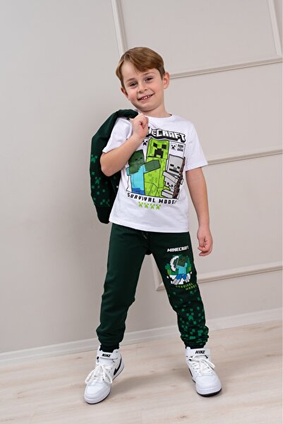 LİLLYPİCCA Set 3 piese pentru băieți, mâneci scurte tricou cu imprimeu Cardig...