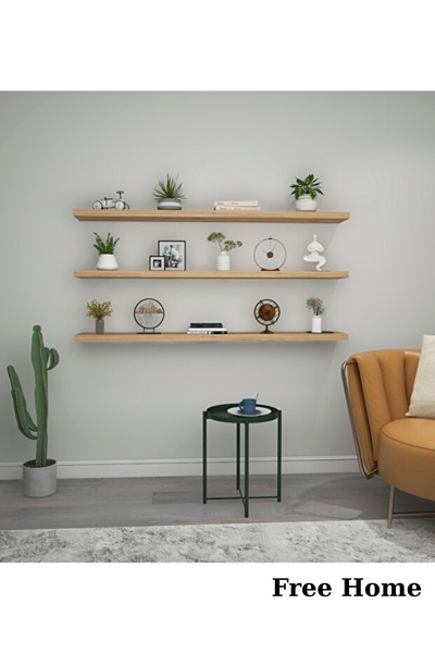 LİNDE HOME 100x15 3lü Duvar Rafı Kütüphane Kitaplık Tv Rafı