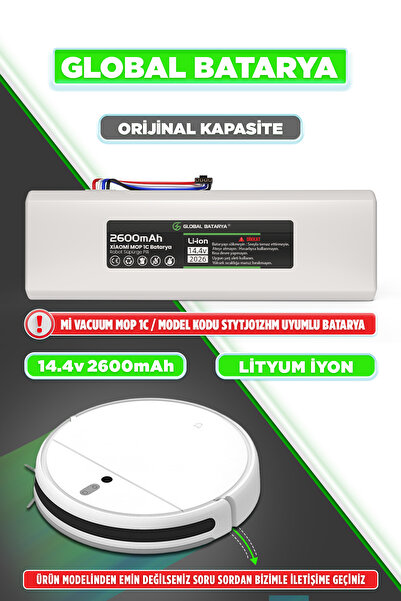GLOBAL BATARYA Xiaomi Mi Vacuum Mop 1c 2in1 Akıllı Robot Süpürge Bataryası 14...