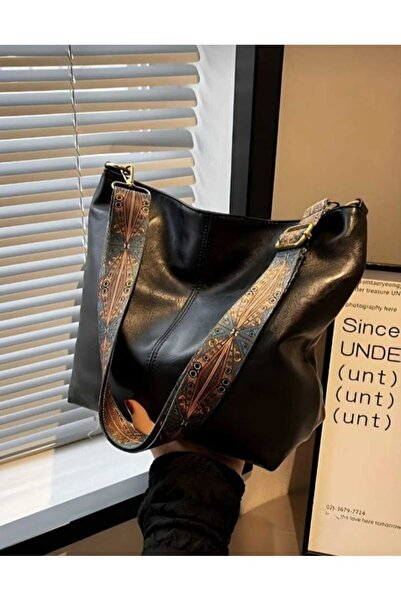 DAPHNE DESİNG SİYAH Kadın VİNTAGE Omuz Çantası Desenli Askılı Fermuarlı Kalit...