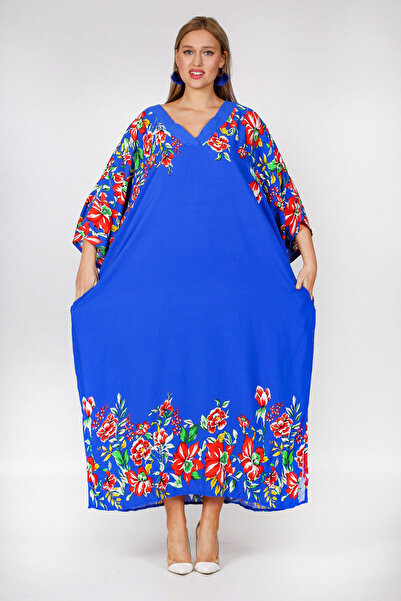 Chiccy Синя сорочка з V-подібним вирізом, 3/4 рукавами, кишенями та цифровим ...