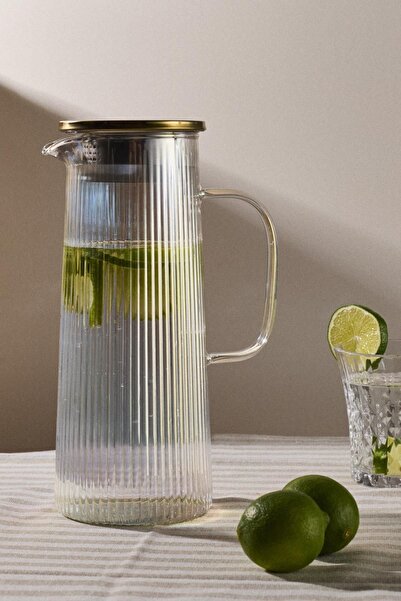 Perotti Pina Luster Çizgi Dokusu Filtre Kapaklı Sürahi 1300ml