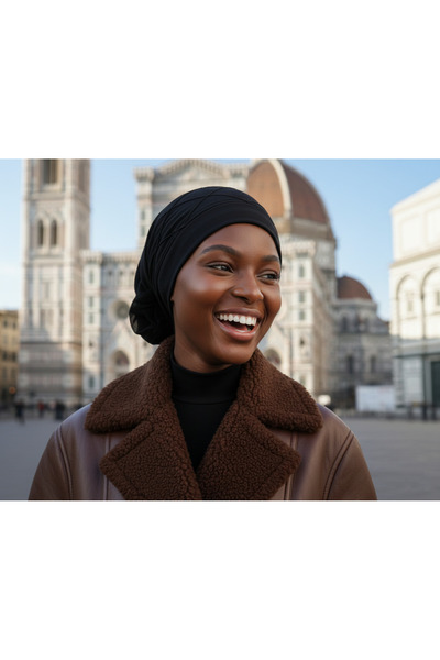 fidan bone Accesoriu din șifon cu spate cu nervuri de lux, turban negru, hija...