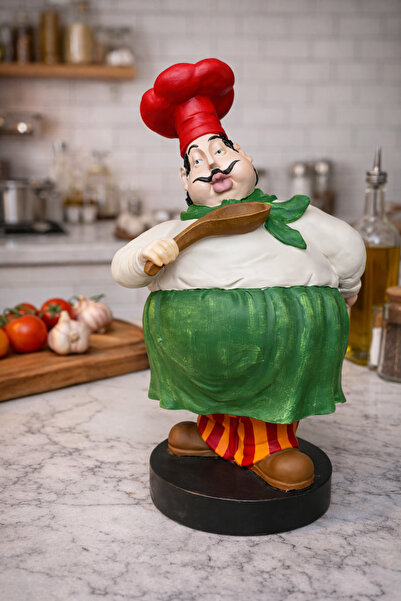 biomaxi plus mutfak dekorasyon sunum tombul aşçı şef tasarım biblo 37X25 CM