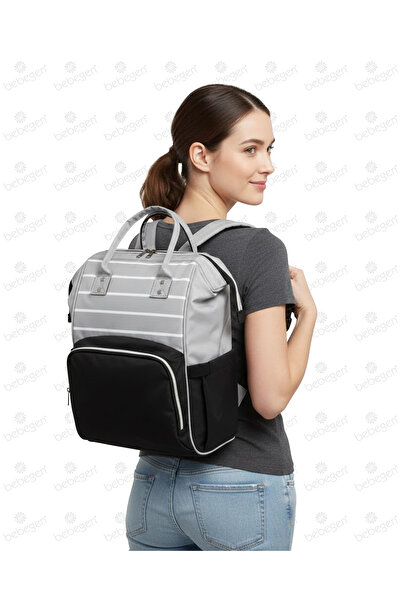 bebegen حقيبة ظهر للعناية بالطفل باللون الأسود والرمادي الفاتح