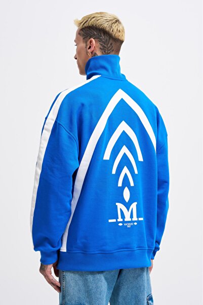 Machinist Erkek Stripe Hihg Neck Sweatshirt SOFT BLUE