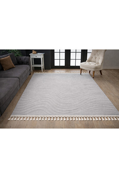 Dinarsu Alaçatı Yumuşak Püsküllü Kaymaz Taban Halı 120X180