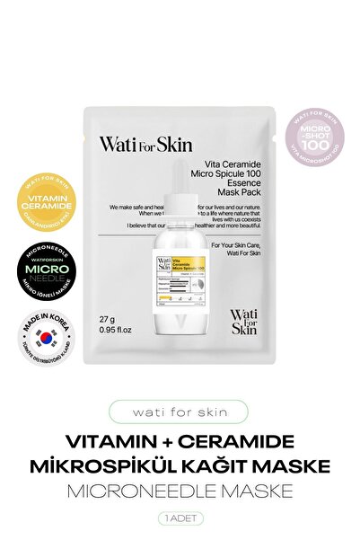 wati for skin Vitamin ve Seramid Mikro Spikül İğneli Kağıt Maske Microneedle ...