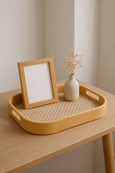 YzHome 1 Piece Small Size Bamboo Square Tray Presentation Serving Tray 33*22c...
