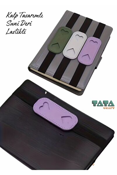 TATA CRAFT Planlayıcı Ajanda Defter ipad Tablet Üstü MOR Lastikli Suni Deri K...