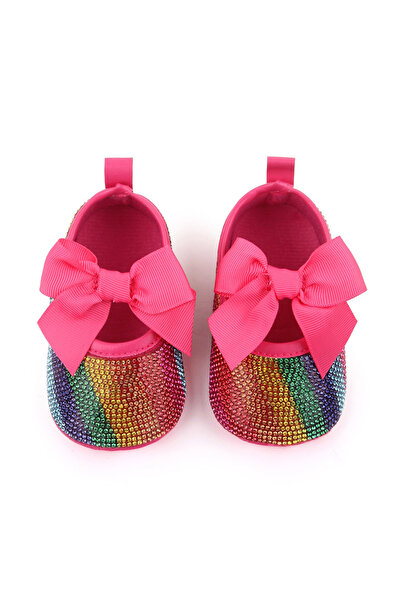 Superbaby Pantofiori pentru fetițe pentru primii pași, cu strasuri curcubeu ș...