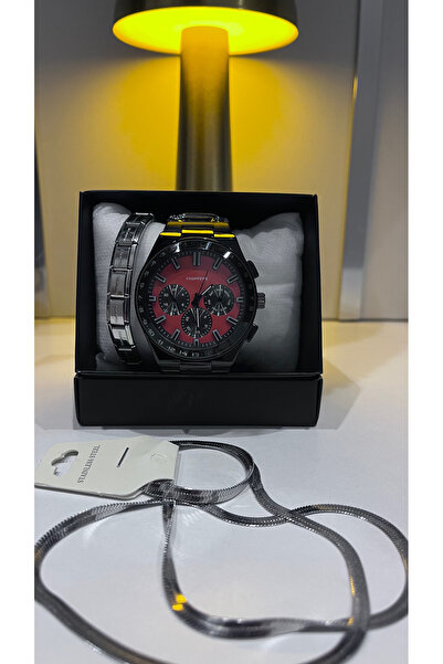 ATKGİYİM Erkek Kol Saati Seti - Siyah Gold Saat & Zincir Kolye & Metal Bilekl...