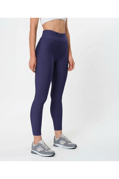 MRS.MODA Colanți de damă de culoare bleumarin cu căptușeală din fleece talie ...