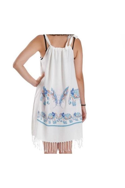 Nevin Acar Elephants Tied Straps Pestemal Beach Dress