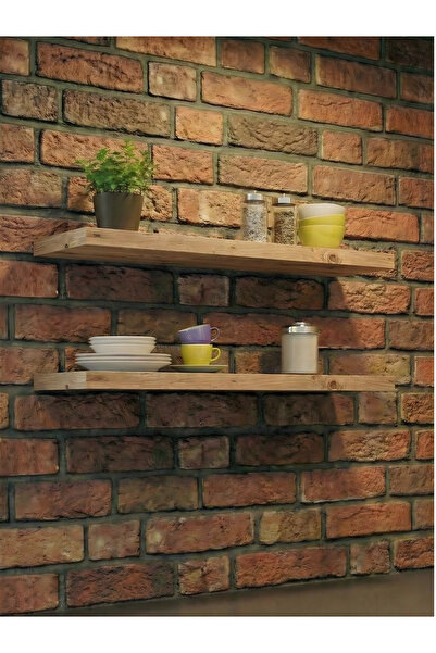 Free Home Premium MDF ürün 2'li Set 50x15 cm Gizli Montaj Modern Kitaplık Mut...