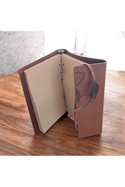 SENON Leaf Printed Leather Cover Daily Notepad Special Design Gift