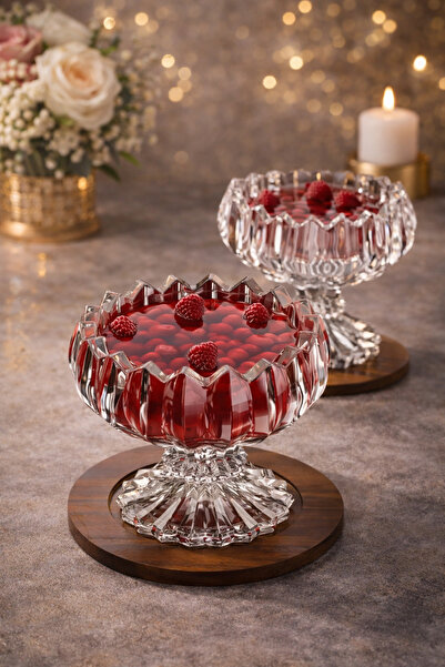 YzHome 6 Lı Cam Ayaklı Magnolya Lokumluk Sunumluk Tatlı Magnolia Kasesi Çerez...