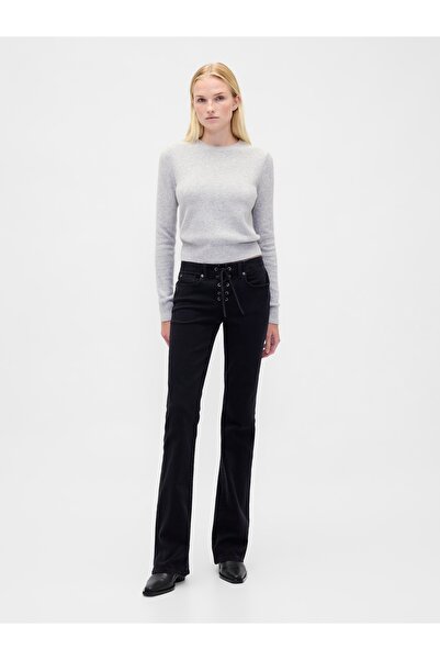 GAP Kadın Siyah Low Rise Long & Lean Lace-Up Jean Pantolon
