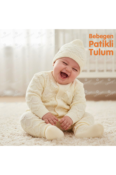 bebegen Bebegenn Cream Baby Knitwear Booties Jumpsuit Set