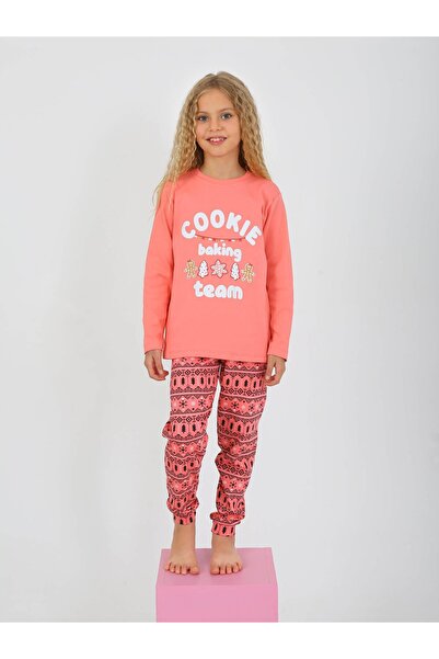 vitmo Set de pijamale cu mâneci lungi pentru fete, bumbac 100% piese Cookie Team