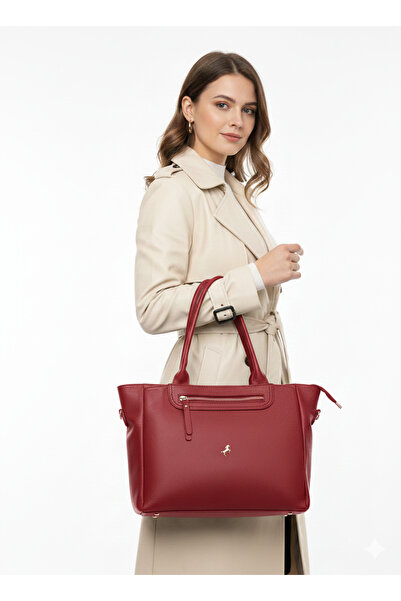 H&D COLLECTİON Miami Polo Clup Leather-Look Women's Large Size Handbag