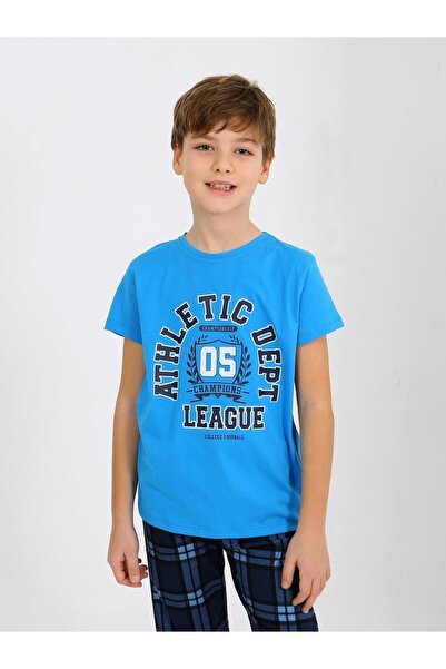 vitmo Ανδρικό παιδικό κοντομάνικο 100% βαμβακερό σετ πιτζάμες League