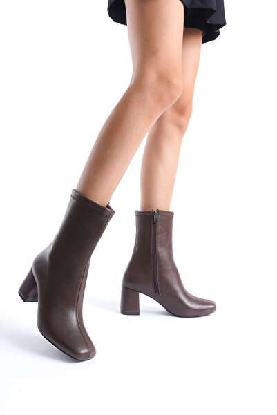 bakacstore حذاء بني بكعب متوسط للنساء