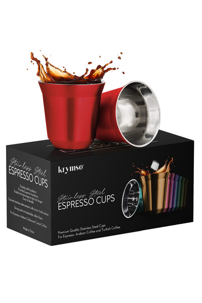 Krymso 80ml Espresso Cups, Double Wall Vacuum Insulated Stainless Steel Coffe...