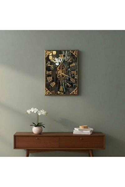 Amisos Dekor Aynalı Eko Dekoratif Saat 58x40 – Gold Çerçeve Bronz Ayna Duvar ...