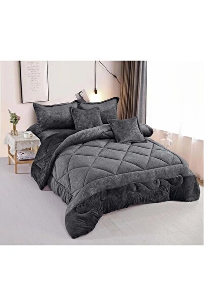 Mark Luxurious winter double bed sheet set, velvet faux fur, full filling, he...