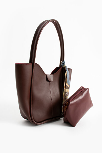 Judour Bags Geantă de umăr din piele moale cu detaliu eșarfă și cățeluș