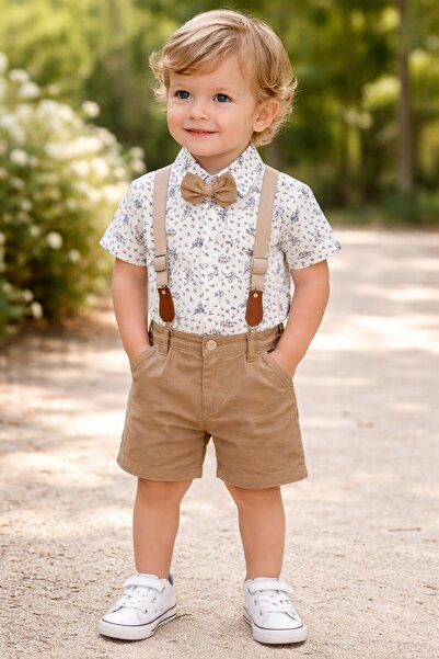 Chicsy Baby Tarz Çiçek Desenli Gömlek Belden Ayarlanabilir Slopetli Kısa Koll...