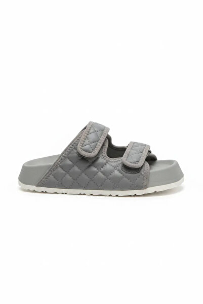 Sivarro Quilted Velcro Home Outdoor Women's Slippers – Gray