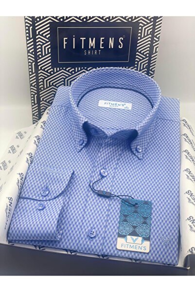 Fitmens Slim Fit Long Sleeve Diamond Pattern Sleeve Embroidered Collar Button...