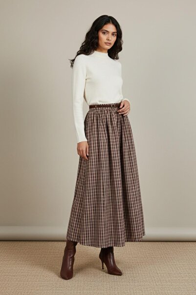 Soul Fusta în carouri pentru femei - 32418ETK - MARO