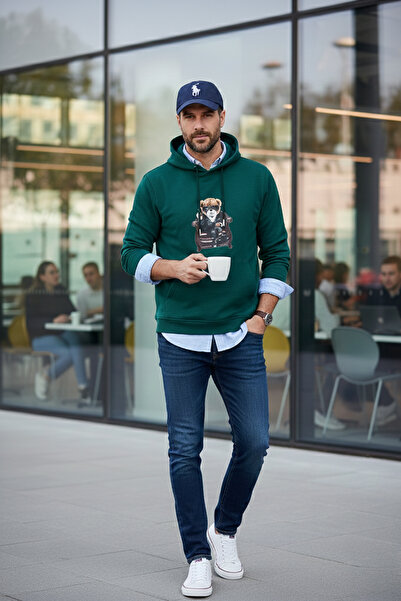 Buratti Cotton Regular Fit Printed Kangaroo Pocket Hooded Sweat Men's Sweat 6...