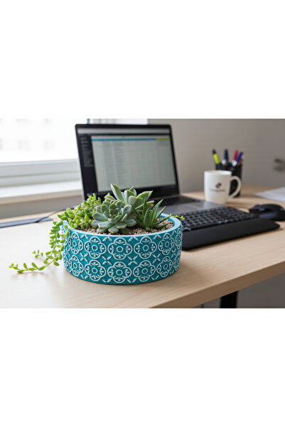 Gold Garden Beton saksı sukulent bonzai teraryum arajman çiçek Saksısı 18x7cm