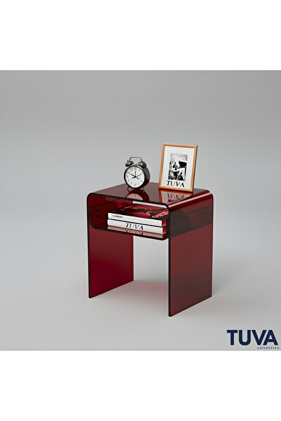 TUVA REKLAM Tuva Reklam Şeffaf Pleksi Yeni Nesil Üst Raflı Komodin Yan Sehpa ...