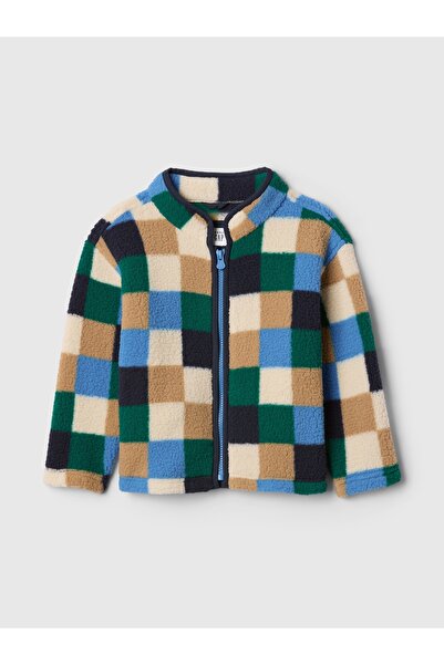 GAP Erkek Bebek Lacivert Desenli Sherpa Ceket