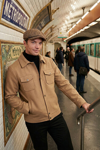 Buratti Slim Fit Jacket Collar Lined Cashmere Coat Men's Coat 58400347