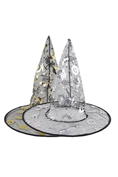 Pandoli Partidolu Çift Taraflı Ürkünçler Desenli İnce Tül Cadı Şapkası Renk H...