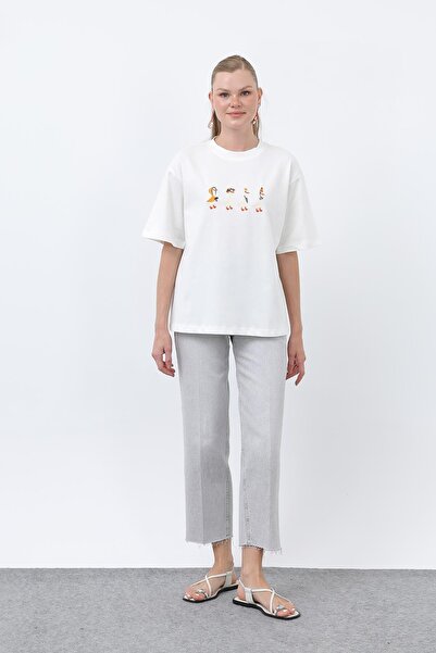 Soul Tricou cu model de rață pentru femei - ECRU