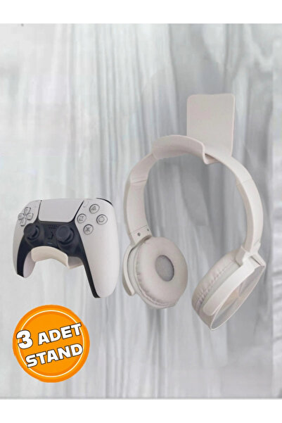 Roboqoq Kulaklık Standı 3 Adet Kulaklık Tutucu Kol Standı Kumanda Standı Bant...